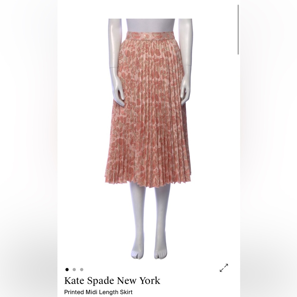 kate spade Pink Pleated Midi Skirt with Floral Motif